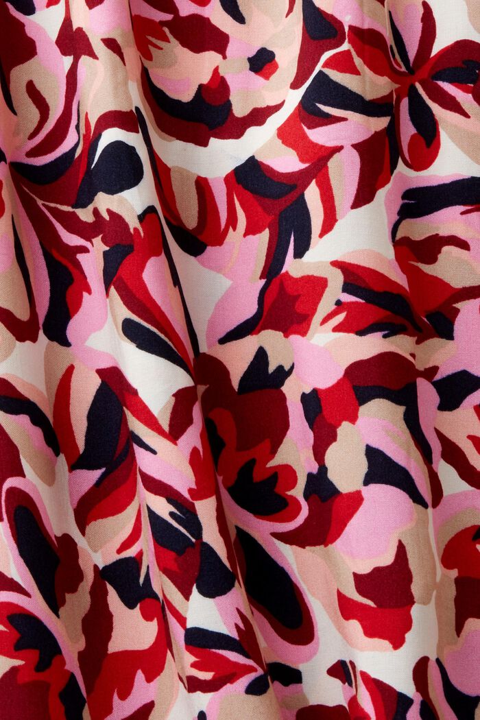 Gesmoktes Midi-Schlauchkleid mit Blumenmuster