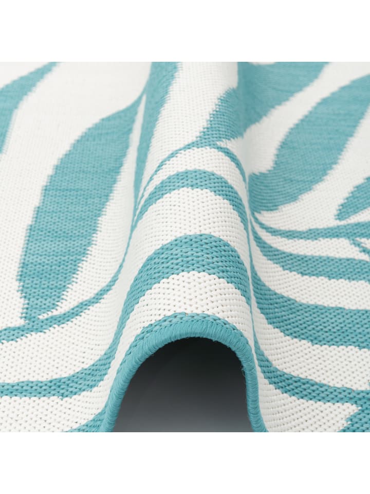 Pergamon In- und Outdoor Teppich Beidseitig Cape Cod  Blätter in Türkis günstig kaufen