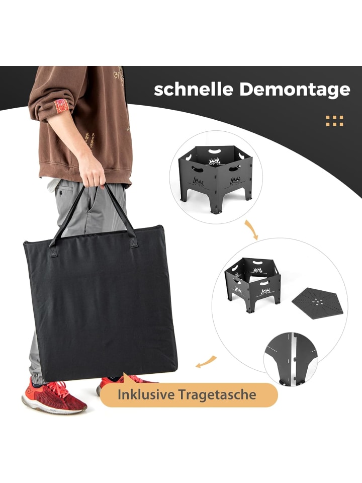 COSTWAY Feuerschale draußen in Schwarz günstig kaufen onesize
