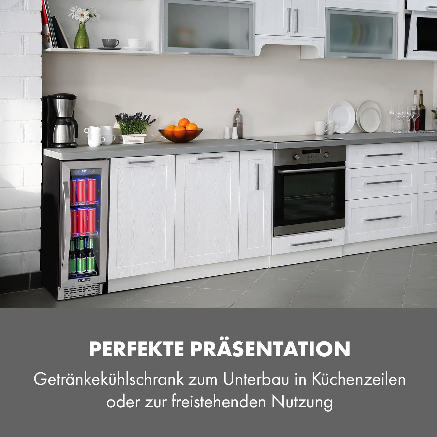 Klarstein Getränkekühlschrank TK15-Beerlager-56 10034269, 82 cm hoch, 29.5 cm breit, Bierkühlschrank Getränkekühlschrank Flaschenkühlschrank mit Glastür