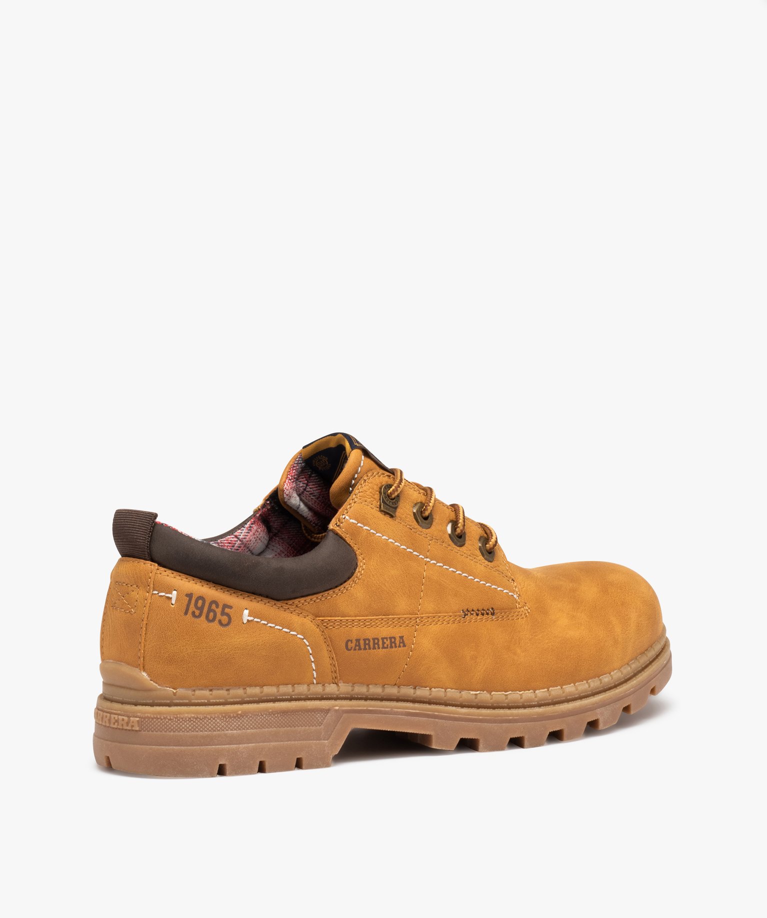 Derbies homme unis à semelle crantée et col rembourré camel | GEMO