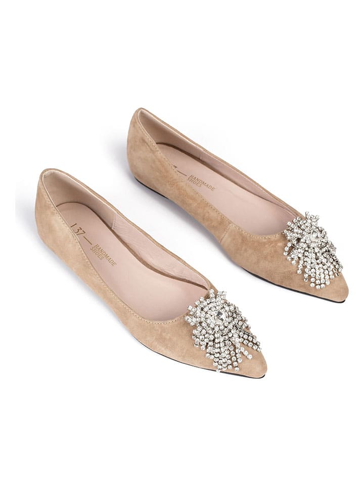 loft37 Leder-Ballerinas in Beige günstig kaufen