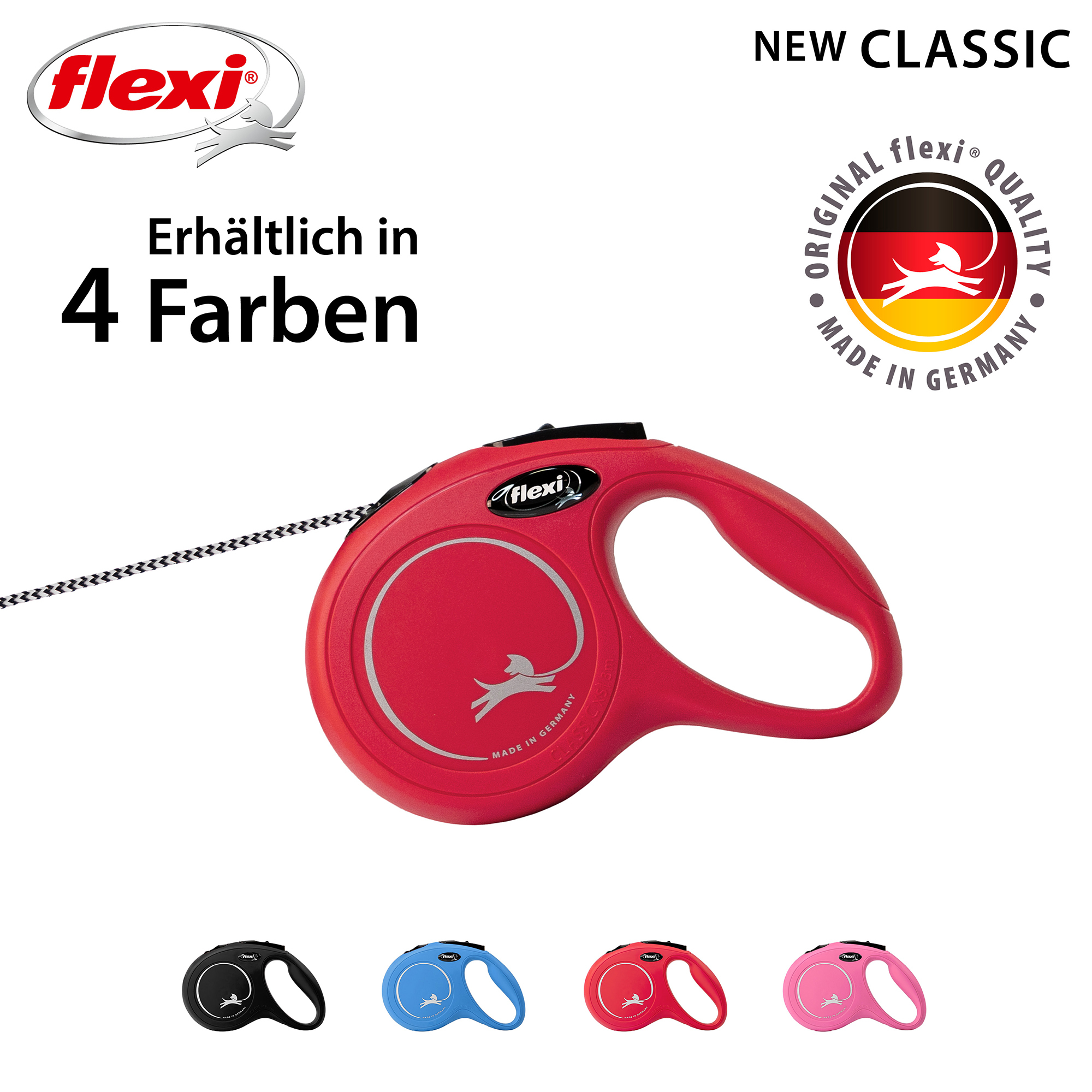 Flexi Hundeleinen Flexi New Classic Seil rot XS, 3 m, 8 kg