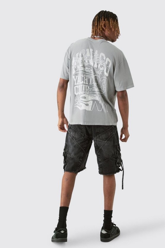 Tall graues T-Shirt mit Monaco-Print