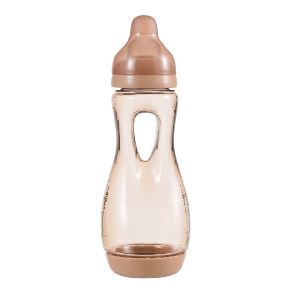 Sticlă Difrax cu mâner portocaliu, 240 ml