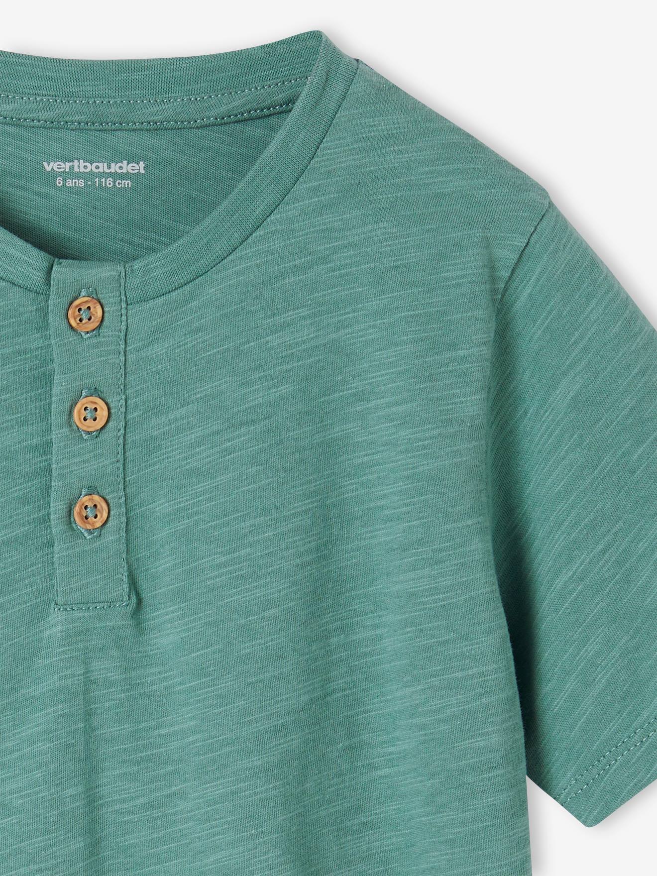 Vertbaudet Kurzer Jungen Schlafanzug aus Slub-Jersey, personalisierbar Oeko-Tex - smaragdgrün