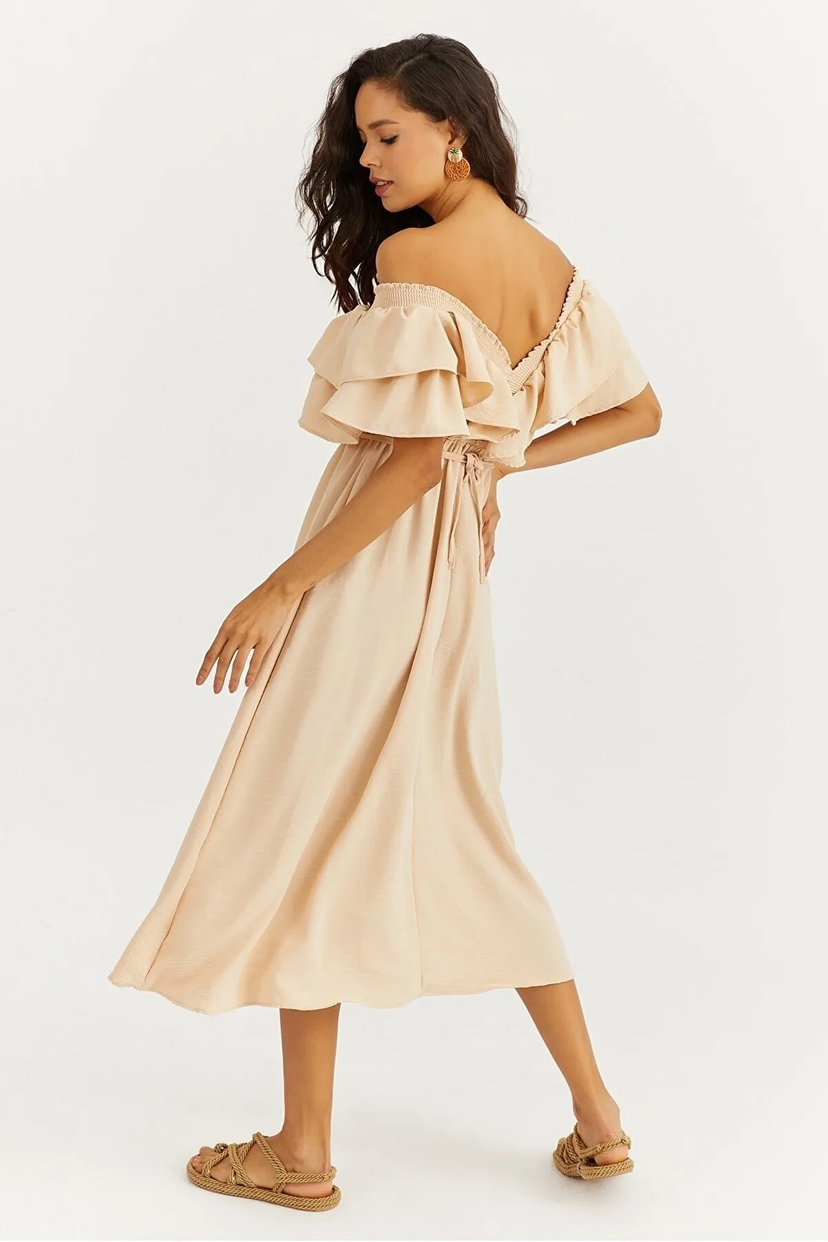 Cool & Sexy  Damen-Vanilla-V-Volantkleid vorne hinten KS113 für Damen