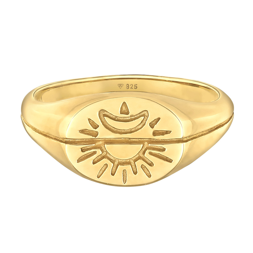 Elli Elli Bague Bague Signet Femme Soleil Lune Astro Boho Trend Blogger en argent ster Bague