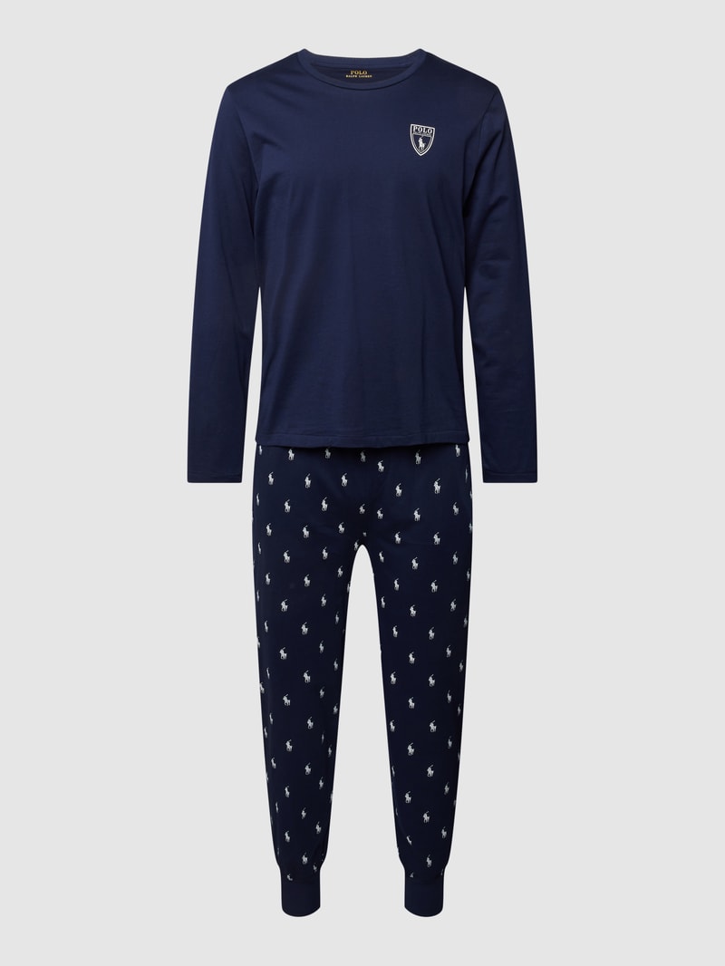 Pyjama mit Label-Details in marineblau