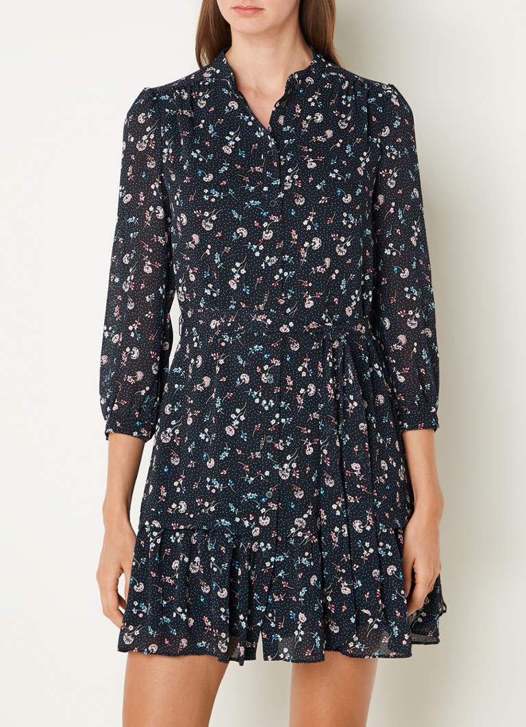 Abito corto a blusa Hobbs Pearl con stampa floreale e cintura da annodare