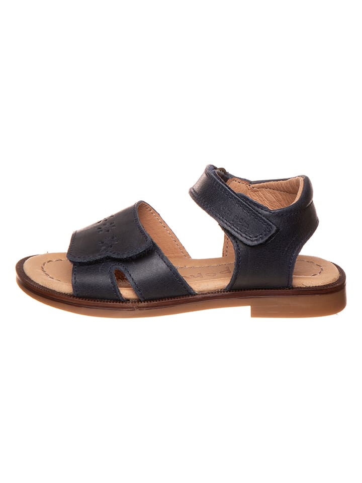 POM POM Leder-Sandalen in Dunkelblau günstig kaufen