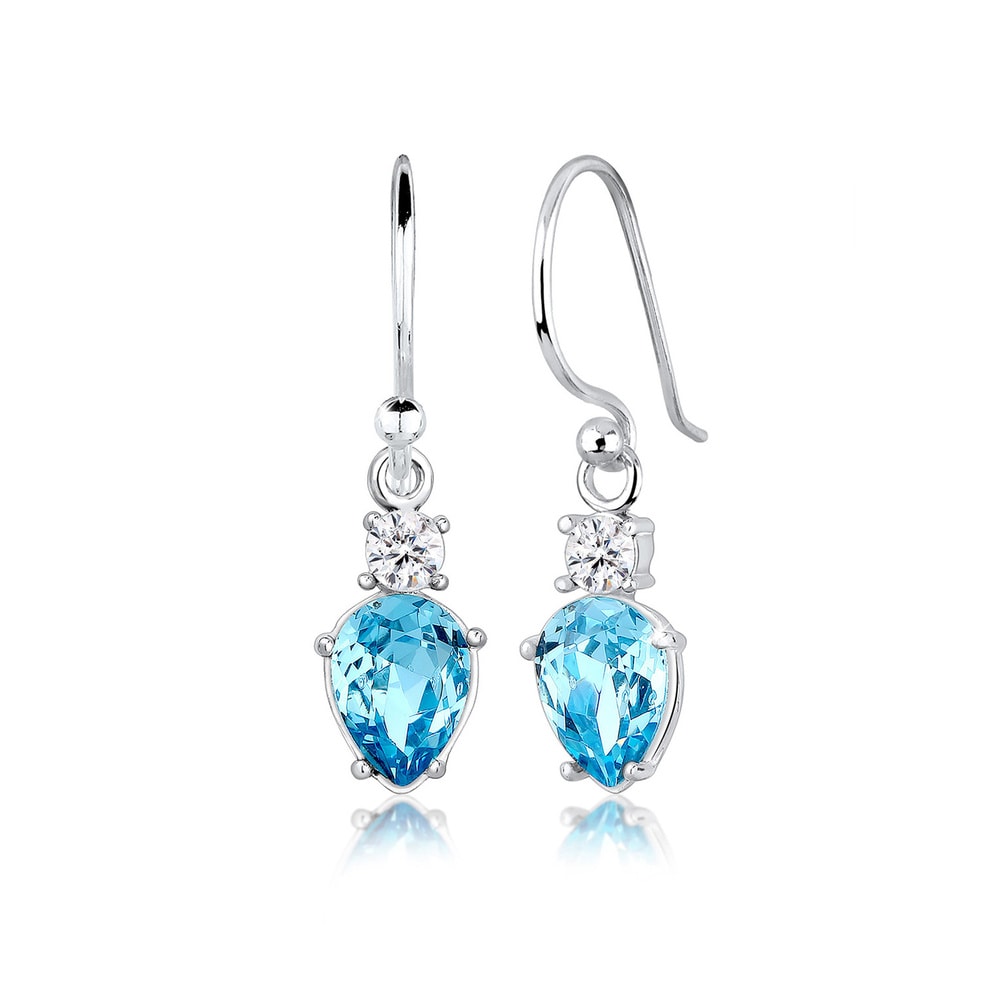 Elli Elli Boucles d'Oreilles Tropfen Solitär Kristalle 925 Silber Boucles d'oreilles