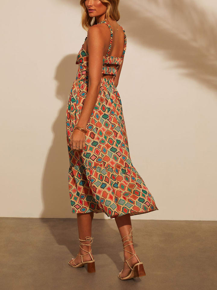 Milan Kiss Kleid in Beige/ Grün/ Orange günstig kaufen