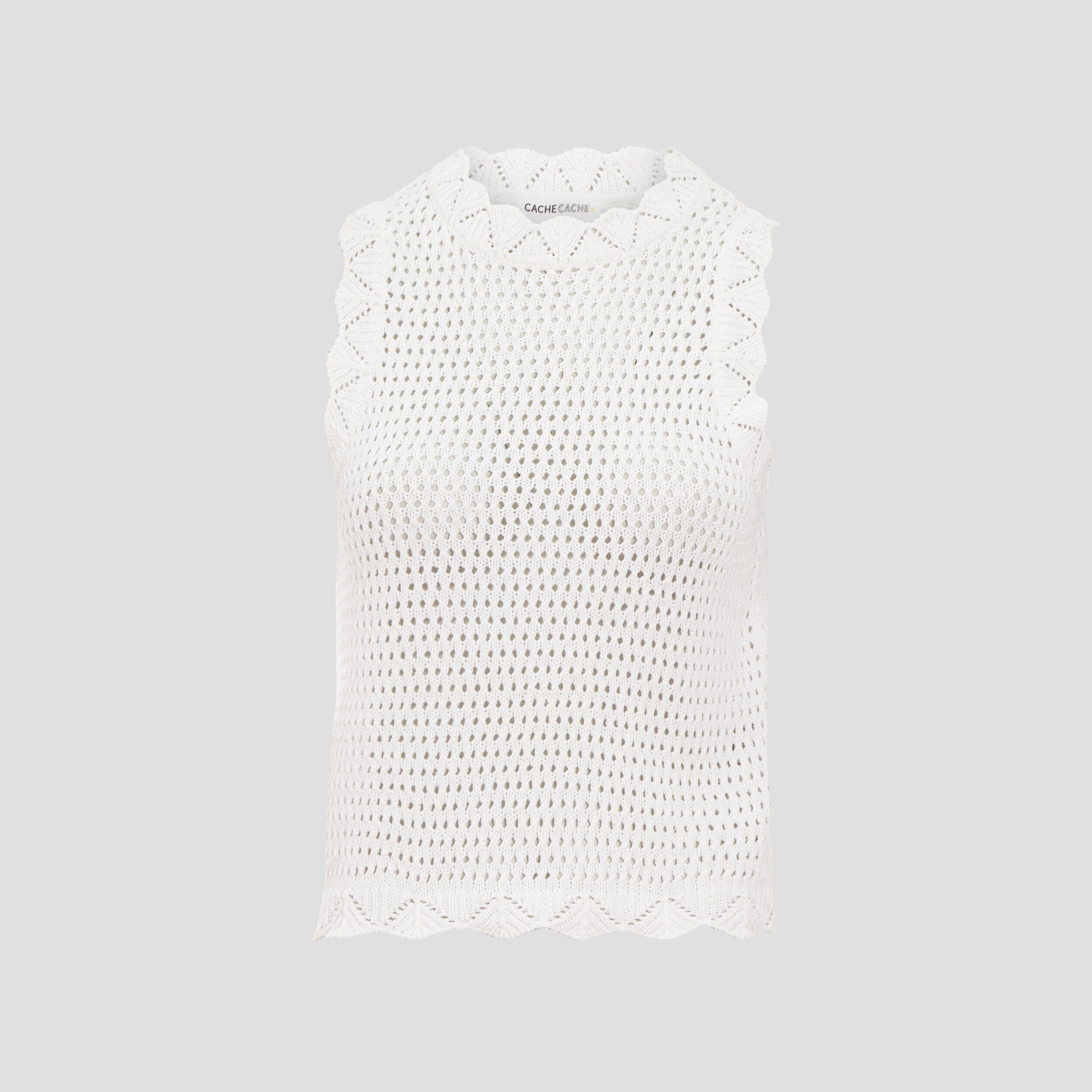 Débardeur aspect crochet ecru femme | Cache Cache