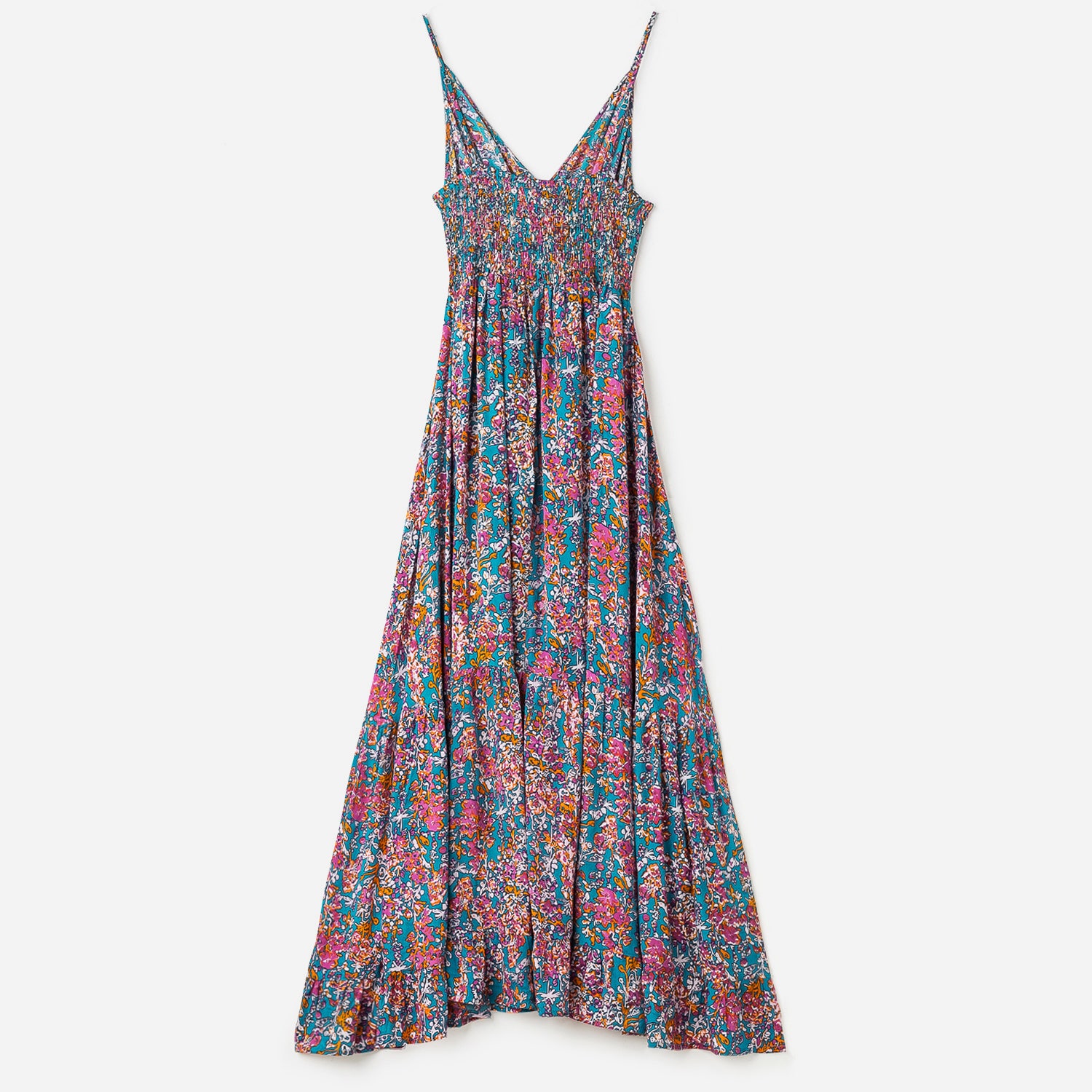 Robe longue TEXTO bleue à imprimé fleuri