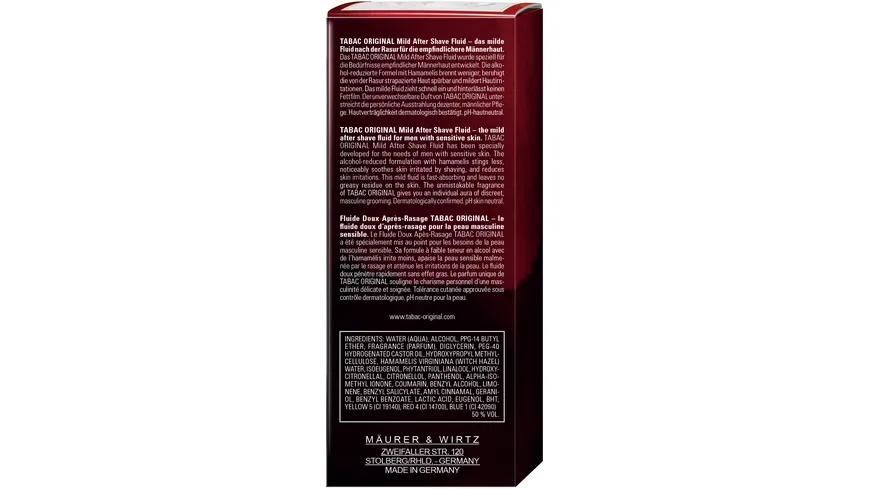 TABAC ORIGINAL Mild Aftershave Fluid 100 ml