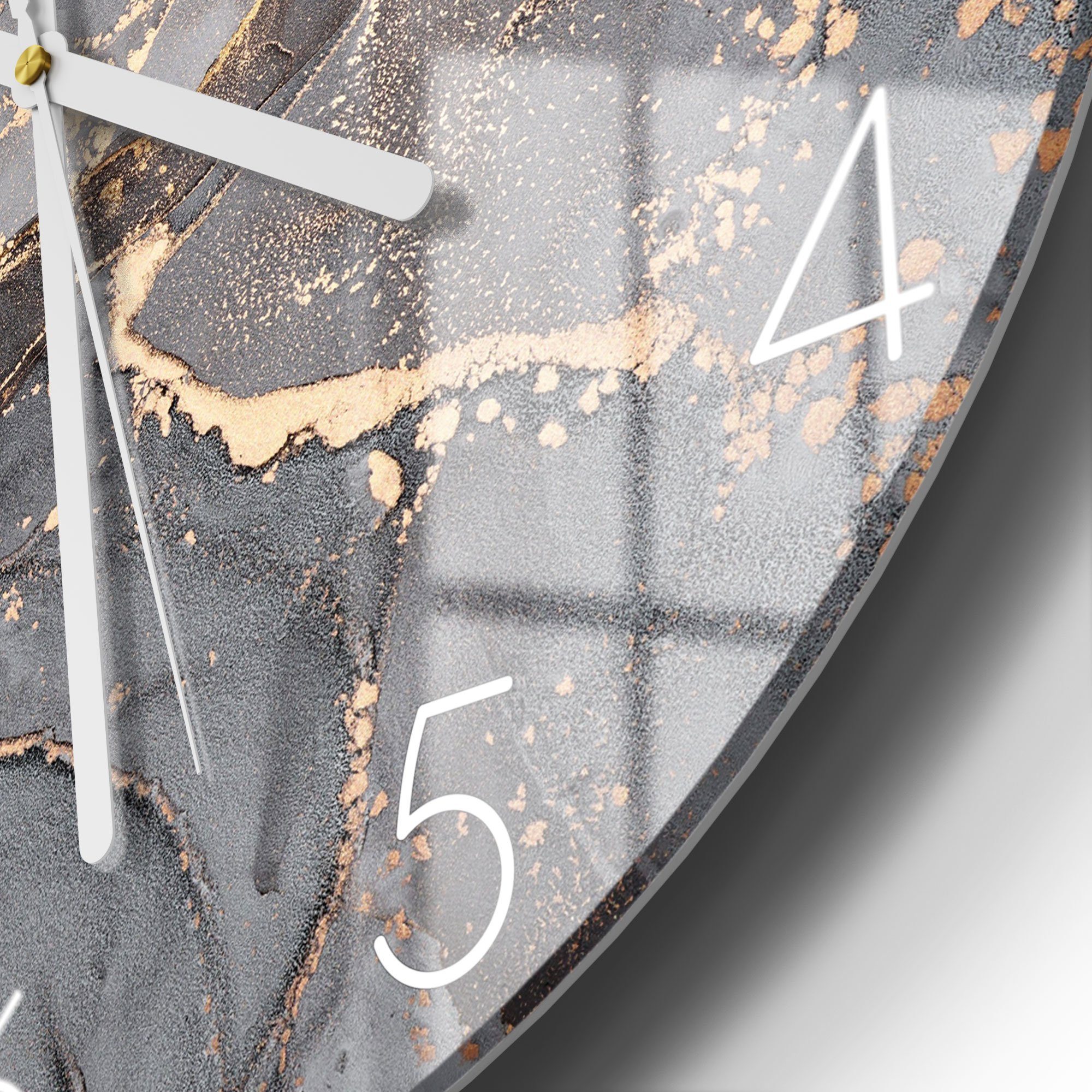 DEQORI Wanduhr 'Elegantes Marmormuster' (Glas Glasuhr modern Wand Uhr Design Küchenuhr)