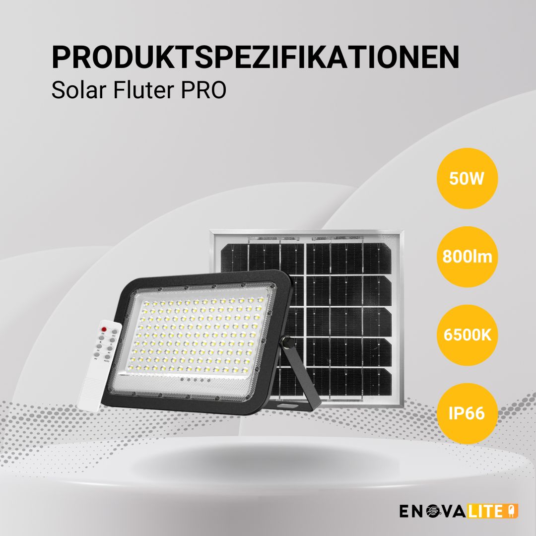 ENOVALITE Solarstrahler PRO, LED-Fluter, Solar mit Akku, 6 W PV
