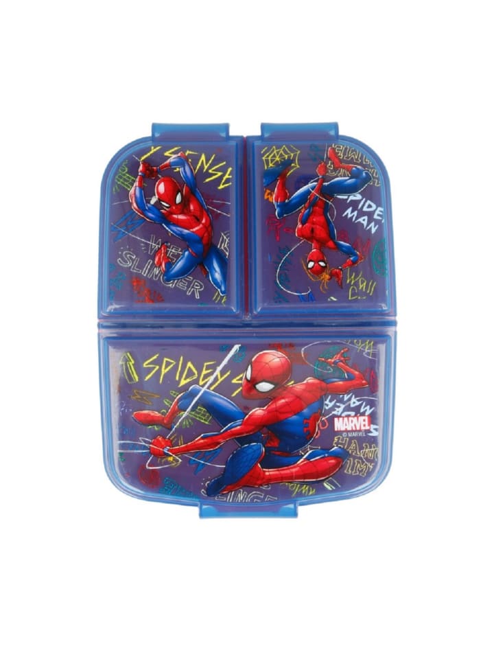 Spiderman Marvel Kinder Premium Brotdose Lunchbox mit 3 Fächern in Blau günstig kaufen onesize
