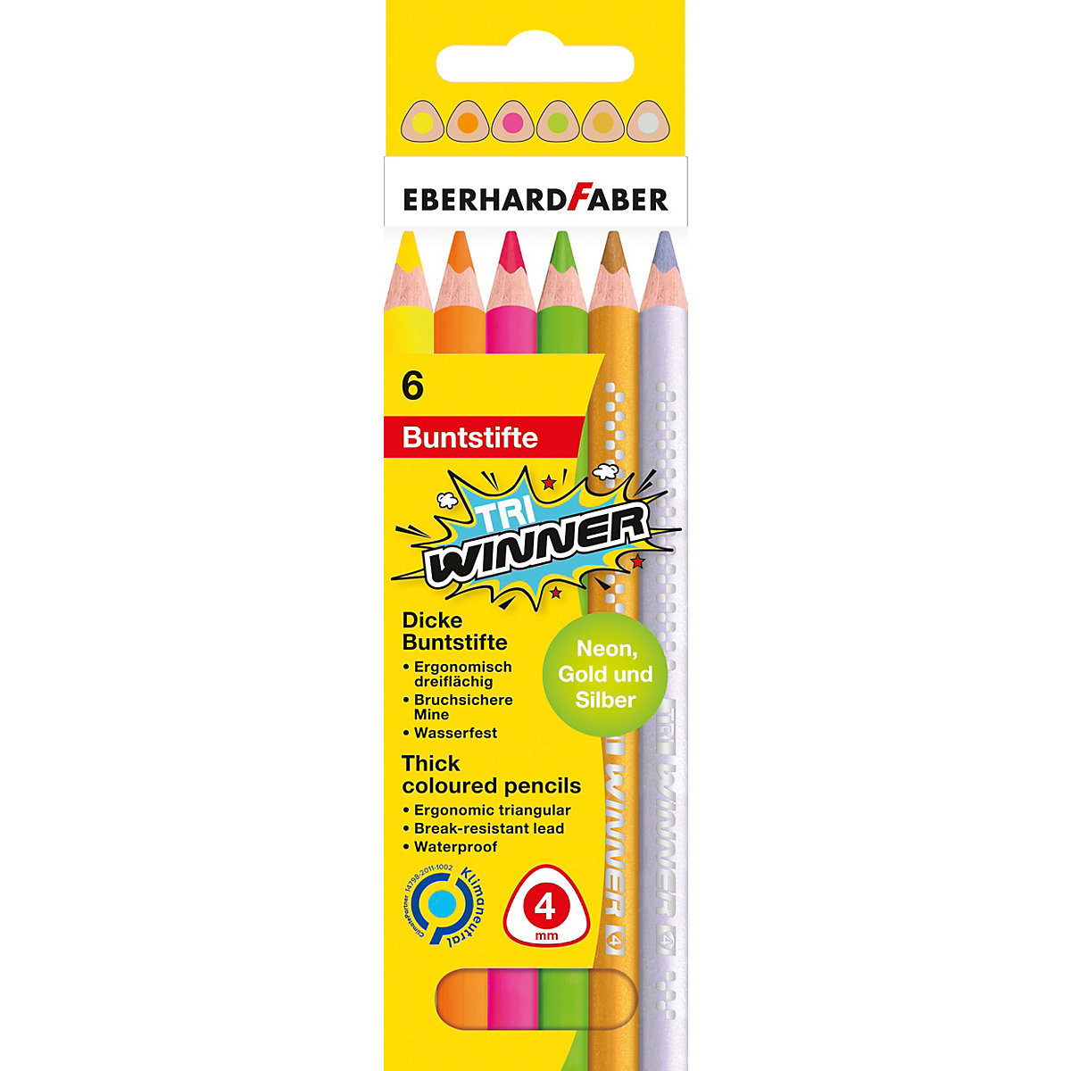 Buntstifte Neon TRI Winner, 6 Farben
