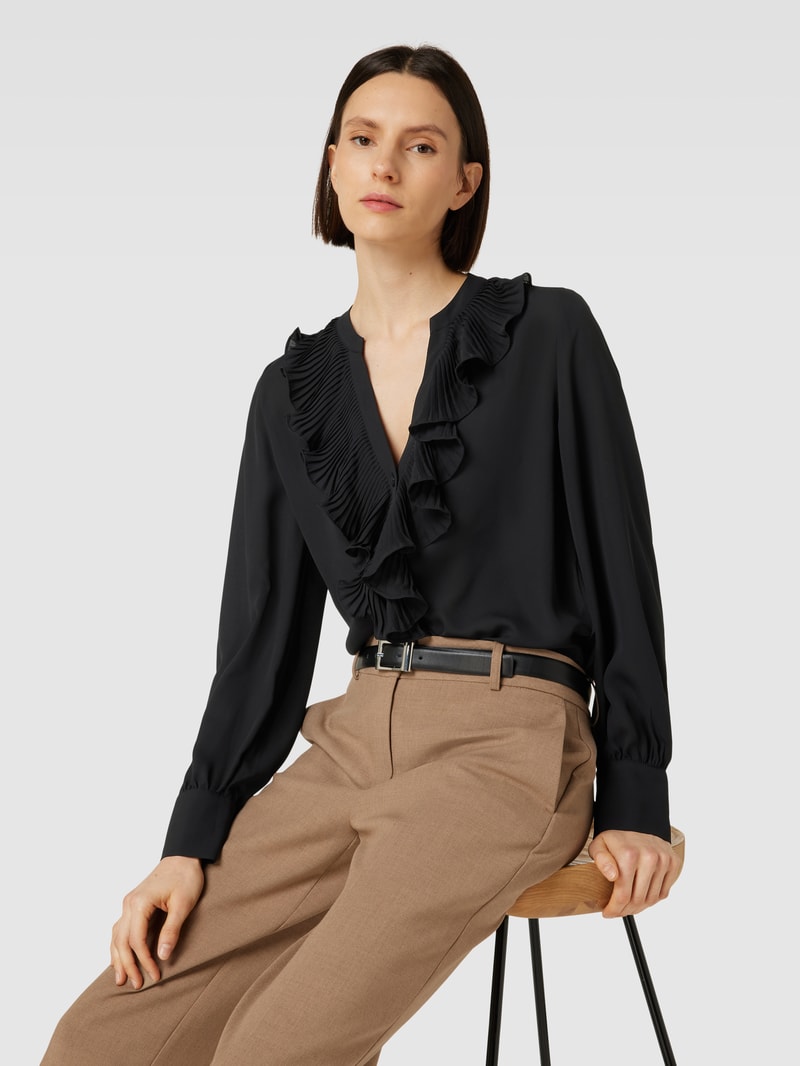 Bluse mit Volants in black