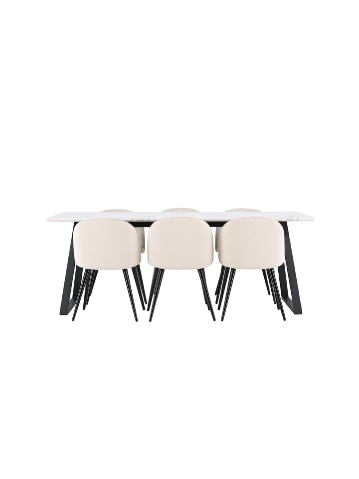 ebuy24 Essgruppe Malaga (7-teilig) Beige 200 x 90 cm günstig kaufen onesize
