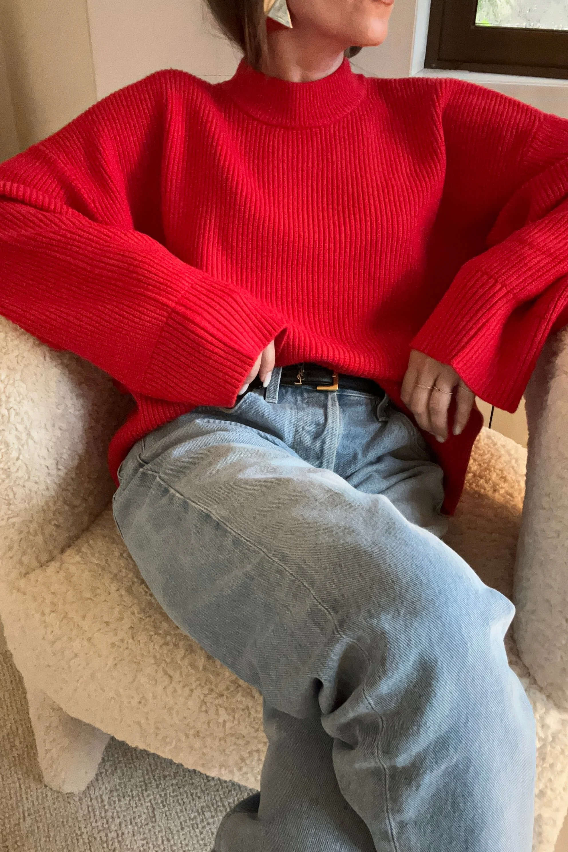 Rundhalsausschnitt Strickpullover