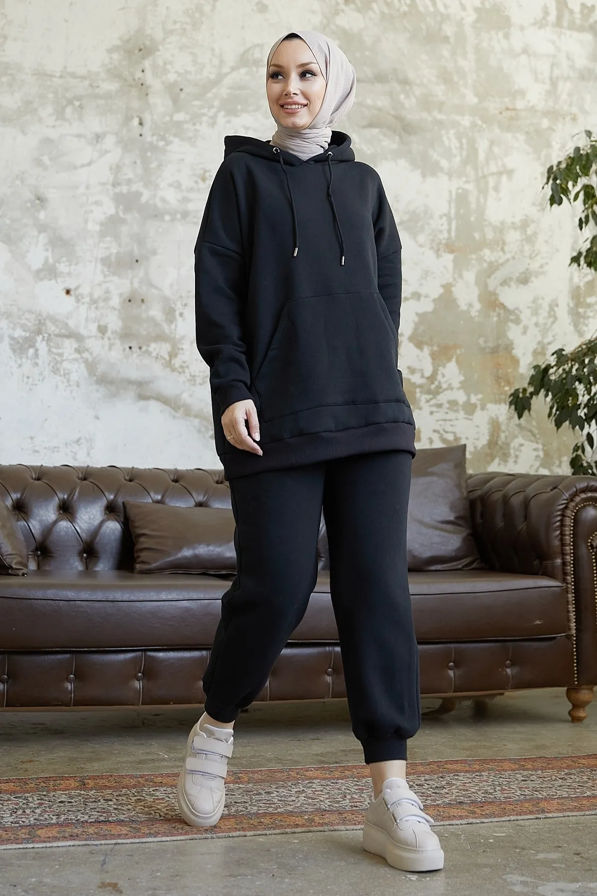 InStyle  Merva Three Thread Trainingsanzug-Set – Schwarz