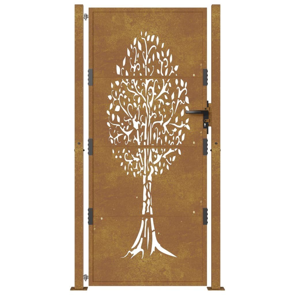 vidaXL Gartentor Gartentor 105x180 cm Cortenstahl Baum-Design