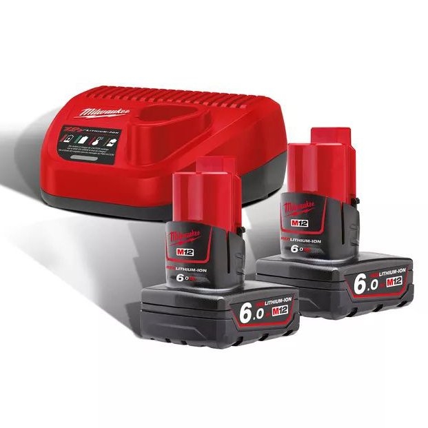 Milwaukee-tilbehør 4933451903 M12 NRG-602 M12™ NRG-pakke - 2 x batteri 12V 6,0Ah + C12C-lader 4933451903