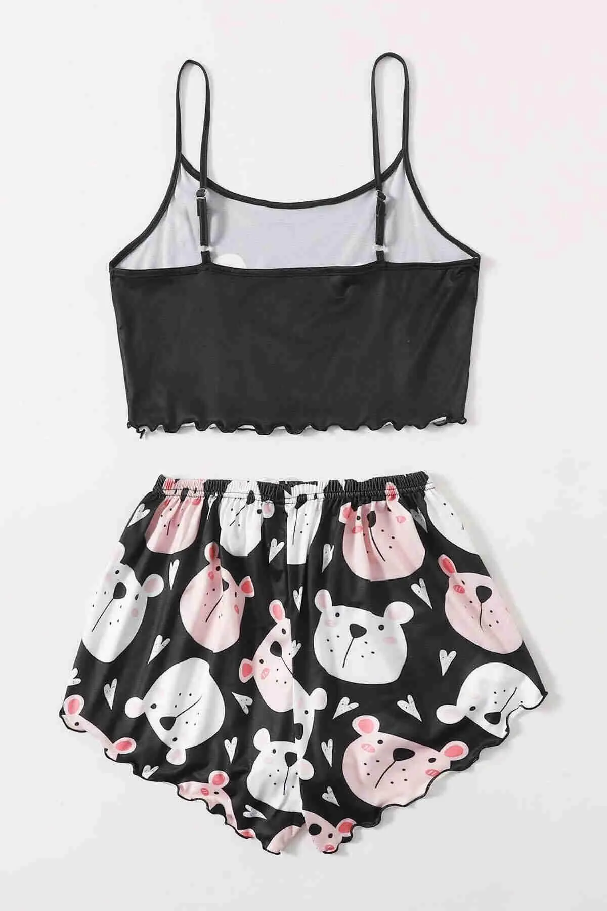 Merry See  Modamania Aria&'s Closet - Ultraweiches Pyjama-Set mit Trägern, Teddybär-Print und mehrfarbig