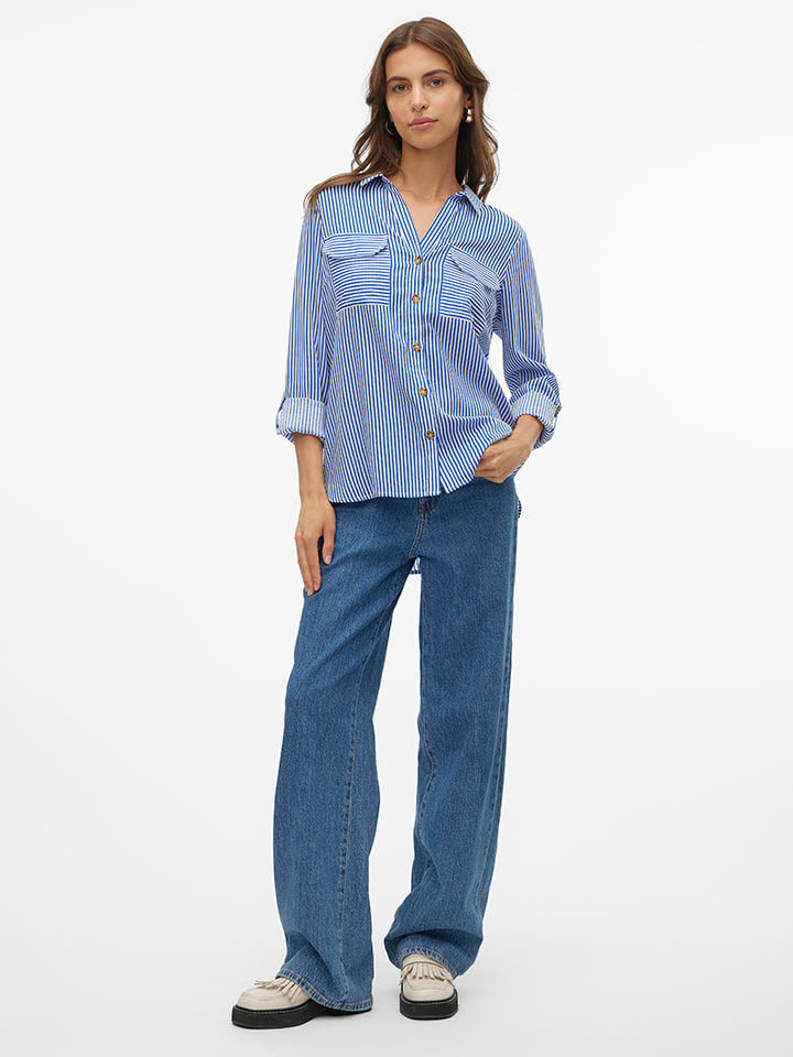 Vero Moda Bluse in Weiß/ Blau günstig kaufen XXL