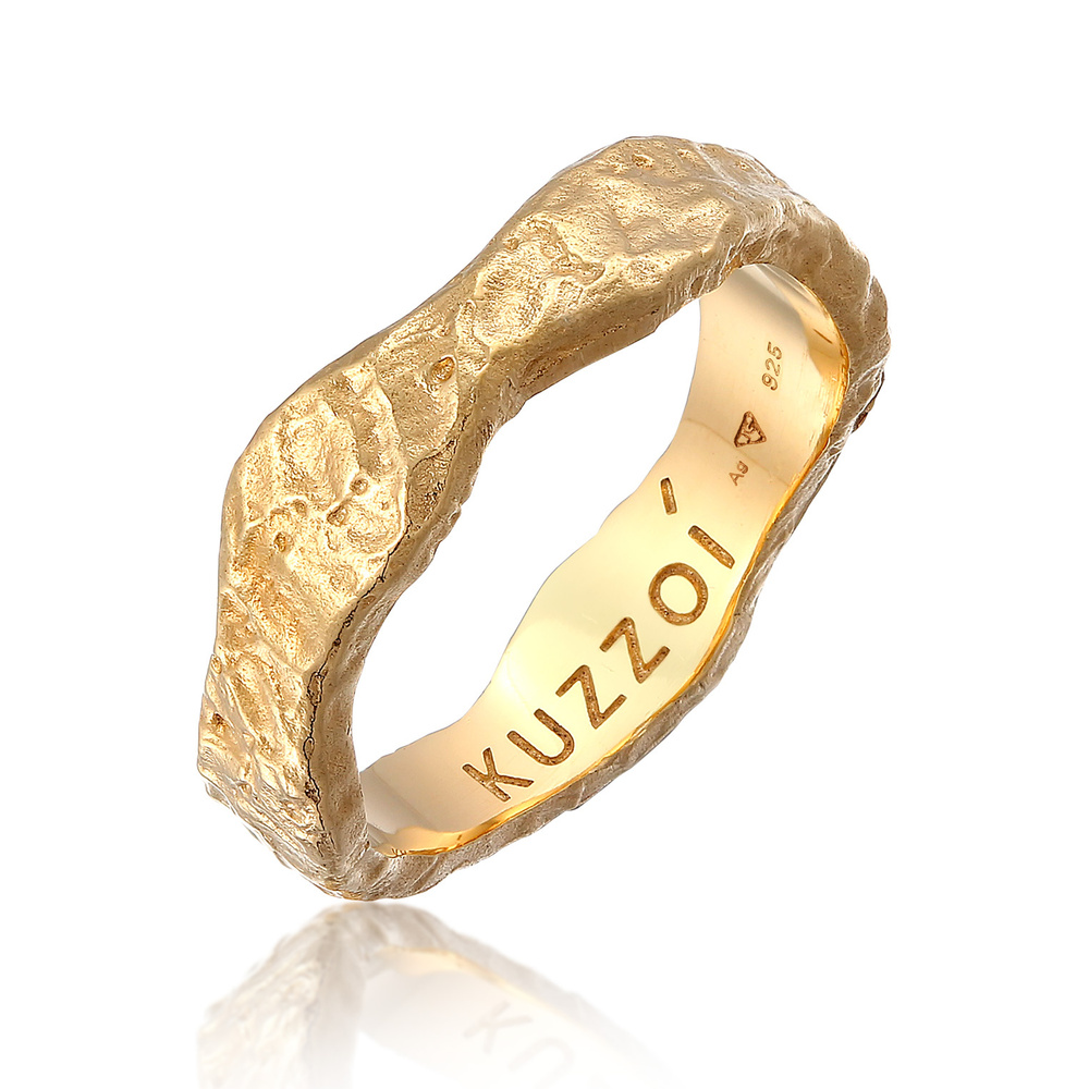 KUZZOI KUZZOI Bague Hommes Bande organique structure en Argent Sterling 925 Bague
