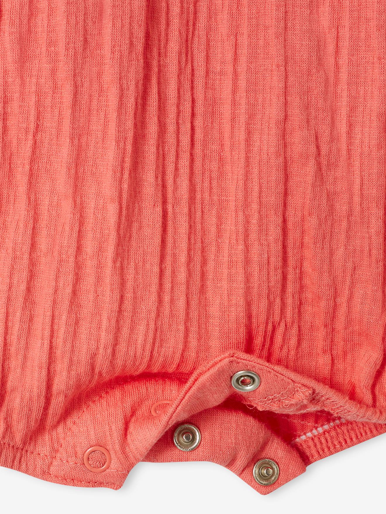 Vertbaudet Mädchen Baby Kurzoverall, Smokdetails und Volants - vanille