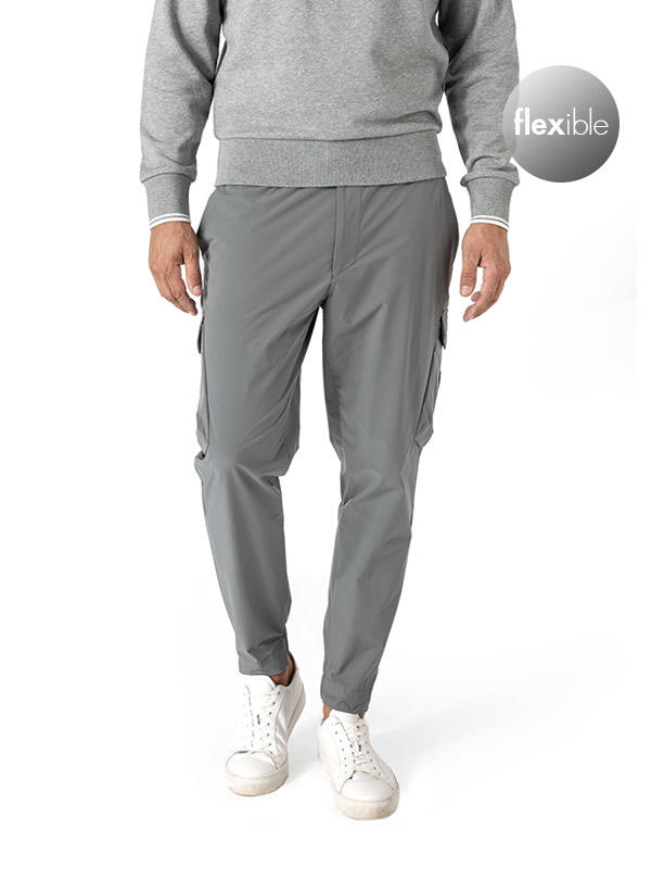 BOSS Green, Cargohose, Mikrofaser, grau