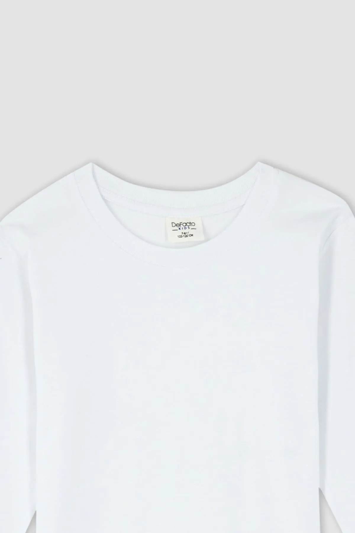 DeFacto  Weißes, langärmliges Schul-T-Shirt mit Rundhalsausschnitt für Jungen