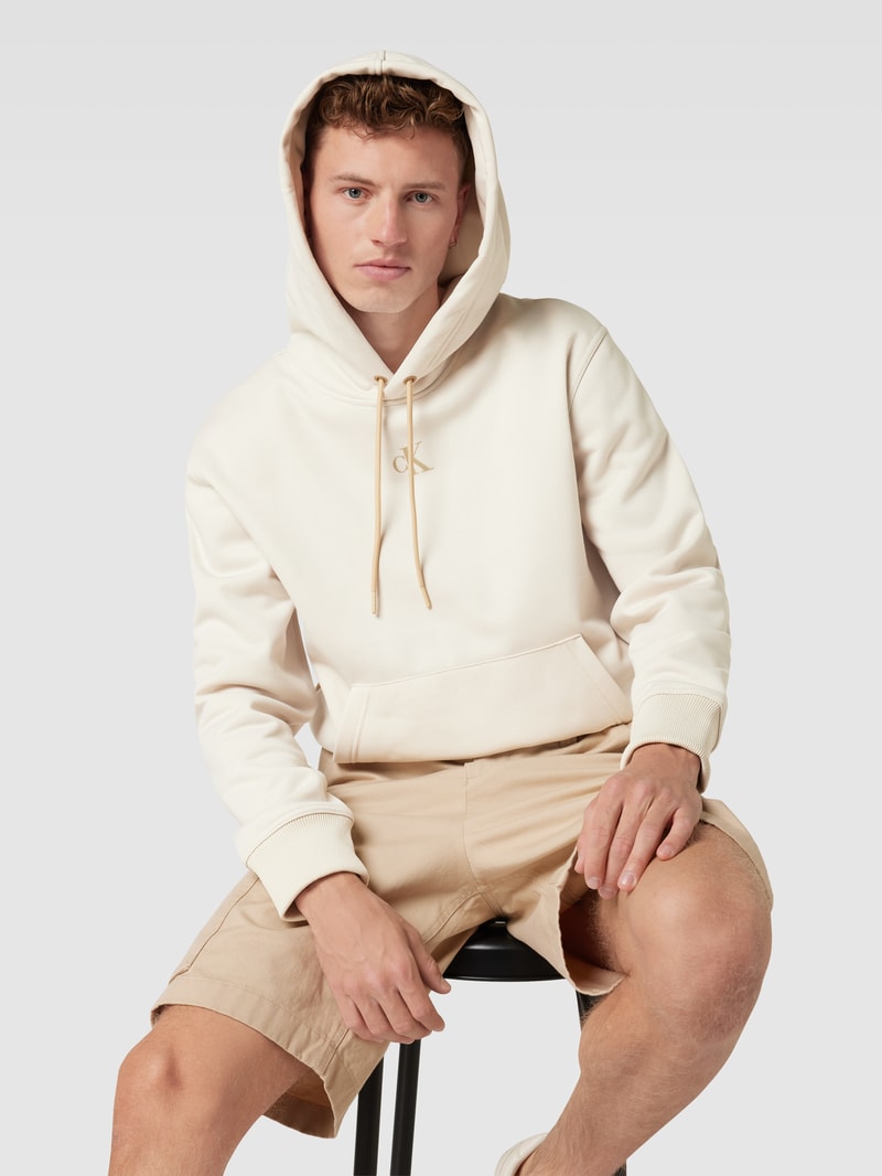 Hoodie mit Label-Print in beige
