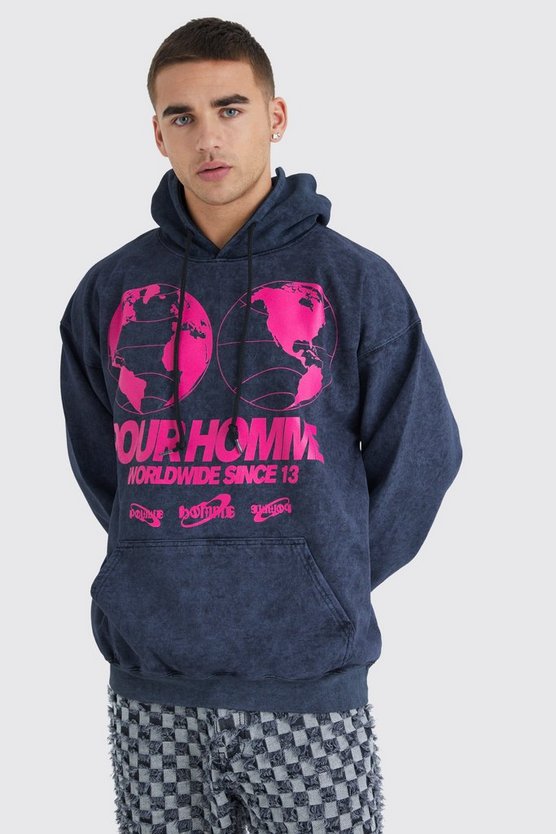 Oversize Hoodie mit Pour Homme Print