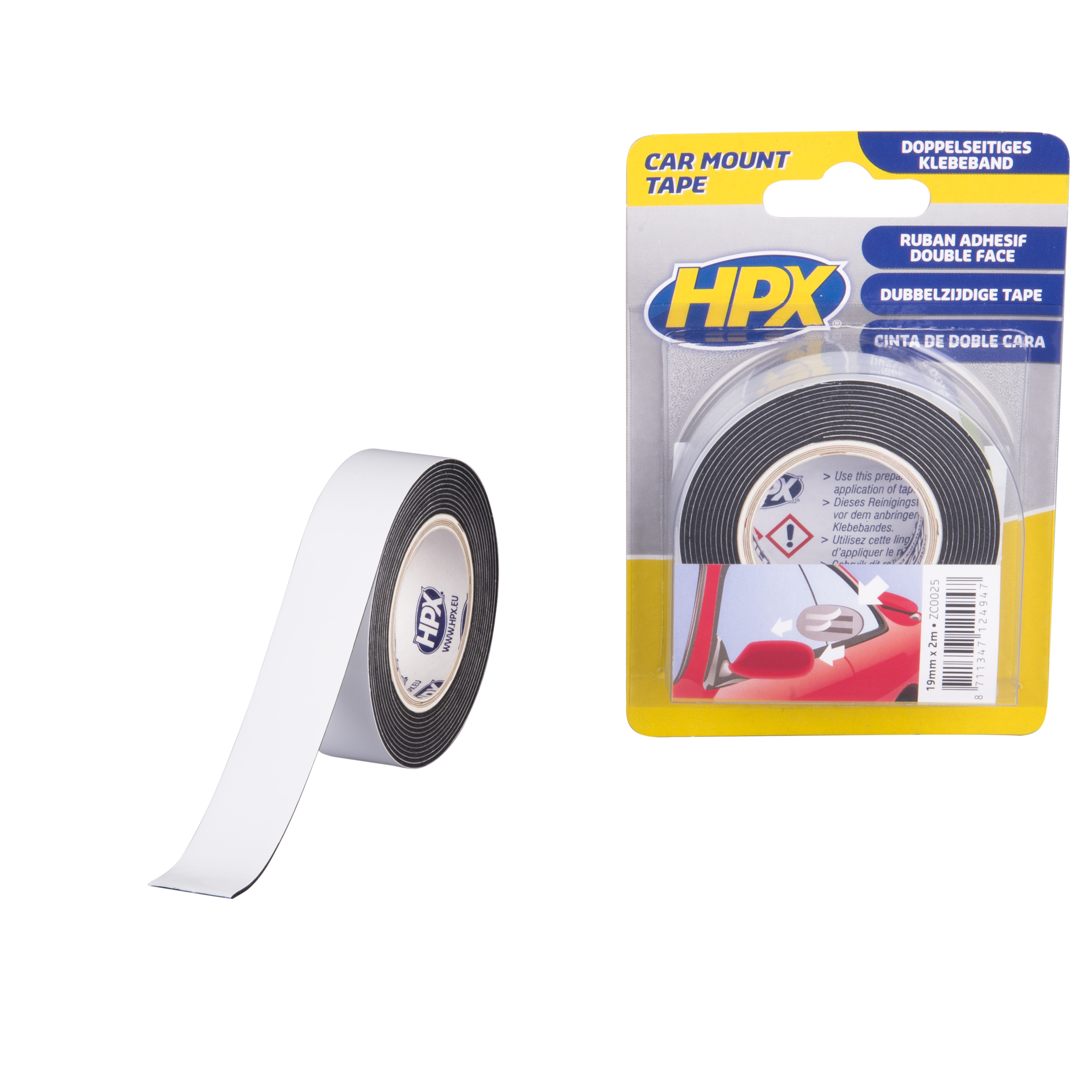 Doppelseitiges Klebeband von HPX, schwarz, 2 m - ATU