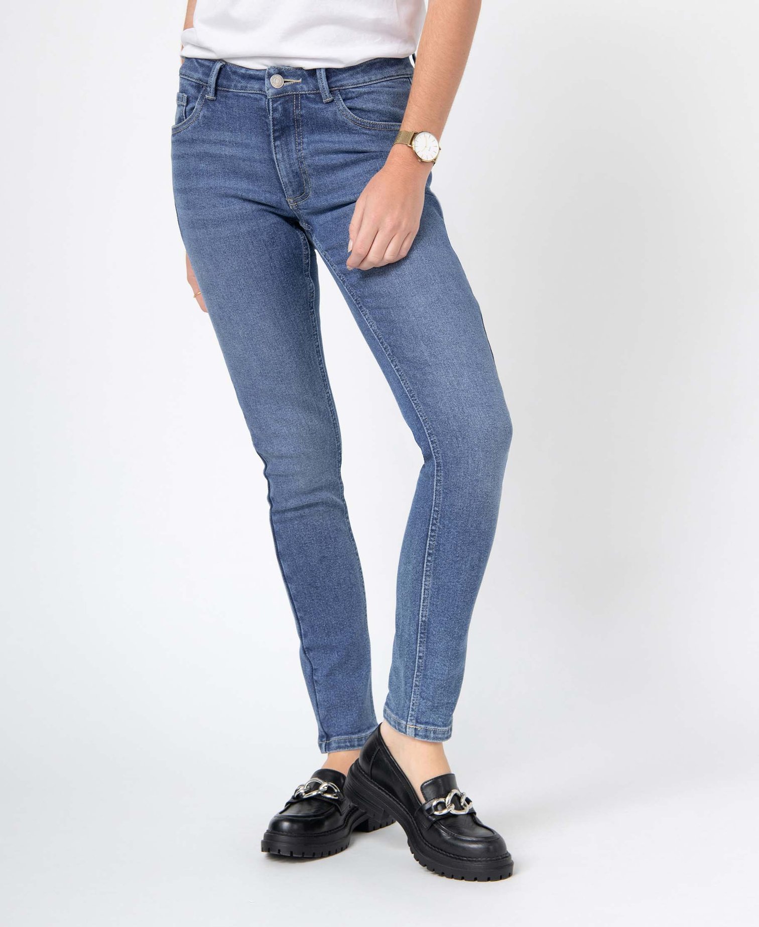 Jean femme coupe Slim coloris délavé stone | GEMO