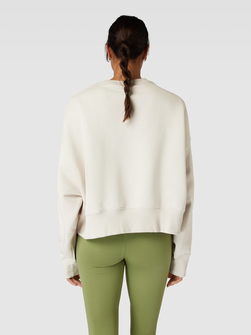 Cropped Sweatshirt mit Label-Stitching in beige