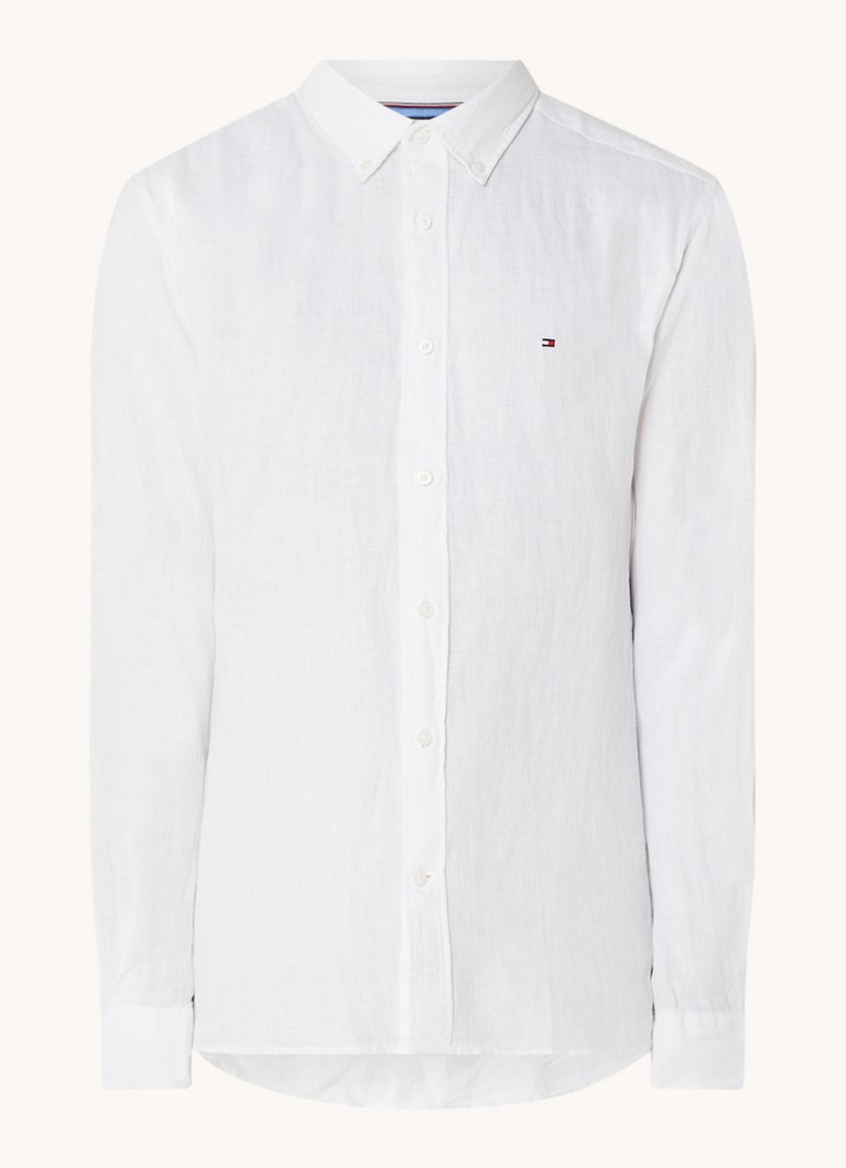 Lanena srajca regular fit z vezenim logotipom Tommy Hilfiger