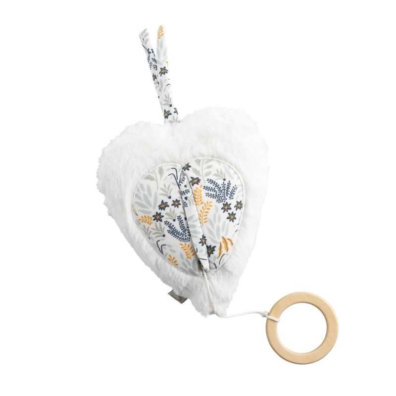 Peluche musicale feuille en velours blanc Promenons nous