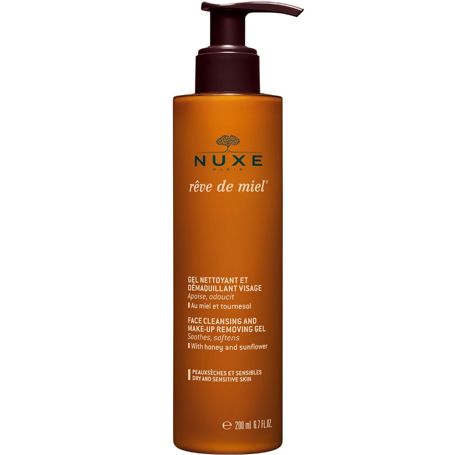 Nuxe Gel nettoyant et démaquillant visage Rêve de miel® - Peaux sèches et sensibles -200ml