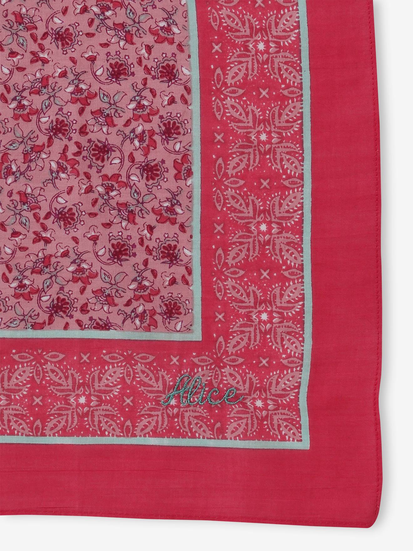 Foulard personalisable à imprimé fleuri fille rose imprimé