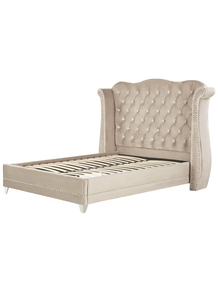 Beliani Doppelbett AYETTE in Beige - (W) 185 x (H) 154 x (L) 215 cm günstig kaufen onesize