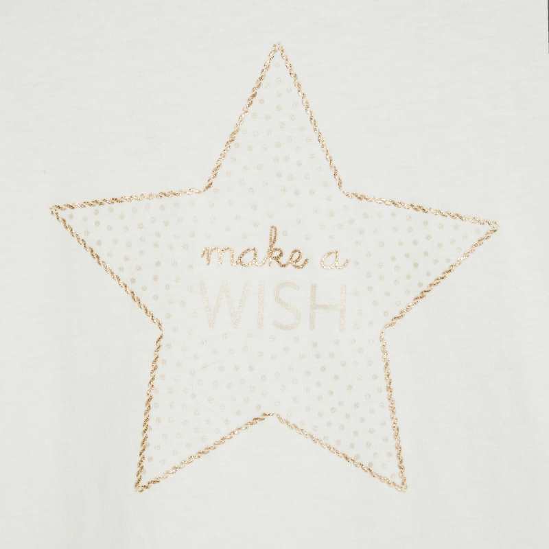 T-shirt à message make a wish blanc fille