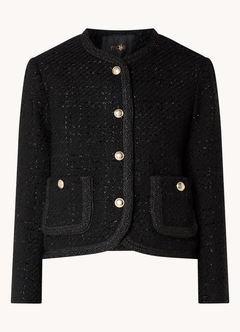 Maje Jack aus Wollmischung mit Lurex und aufgesetzten Taschen