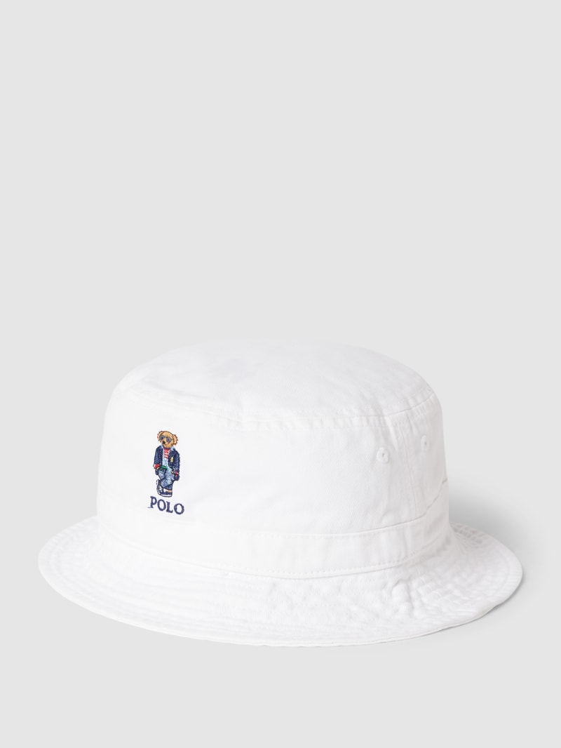 Bucket Hat mit Label-Stitching Modell 'BEAR' in weiß