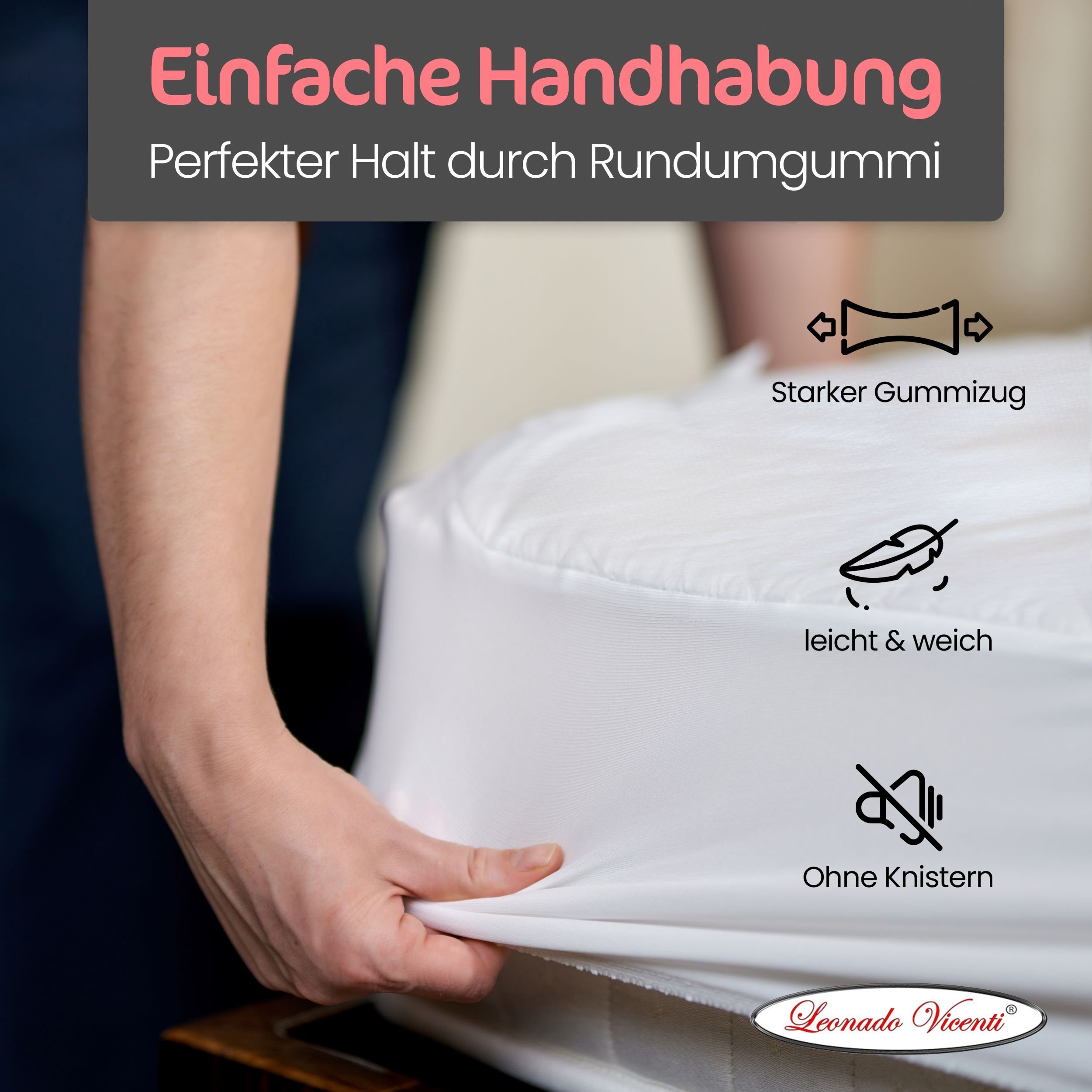 Matratzenschoner Leonado Vicenti, Wasserdichte Matratzenschoner Matratzenauflage mit Rundumgummi